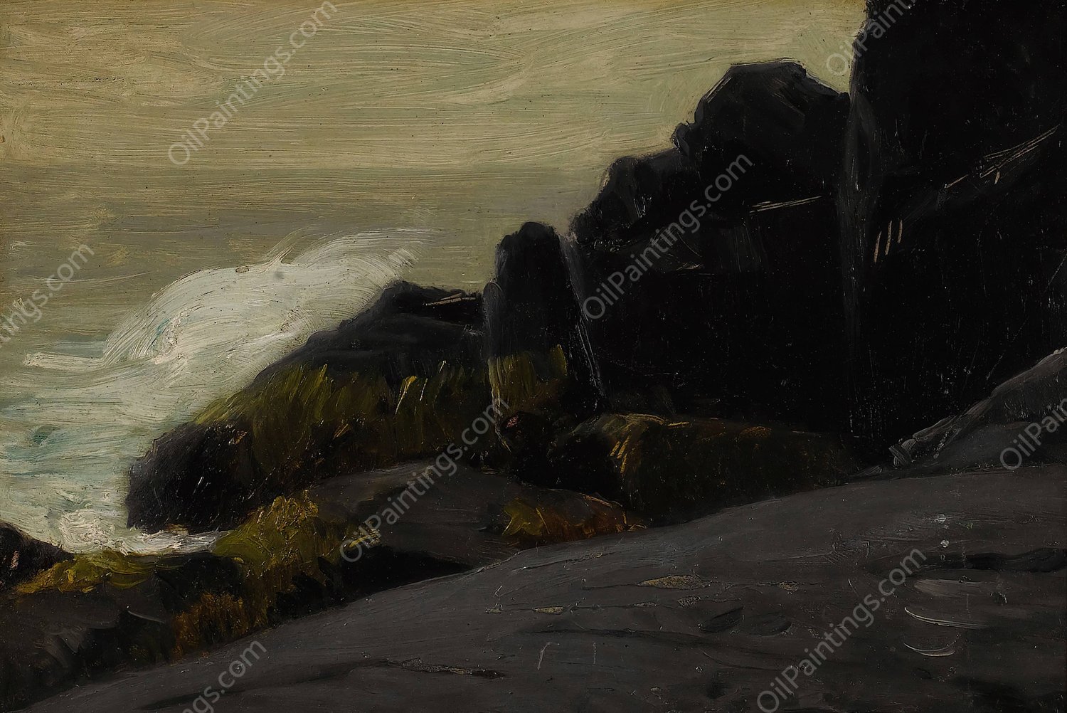 Sea Cliffs by Robert Henri - Hand-Painted Oil Painting Reproduction