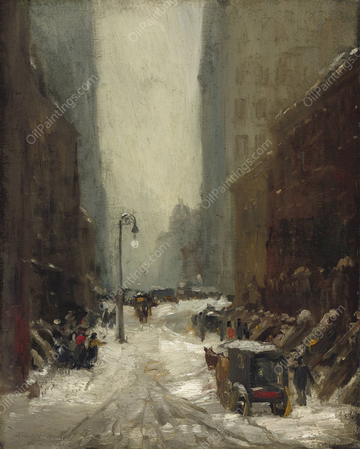 Snow in New York  by Robert Henri - Hand-Painted Oil Painting Reproduction