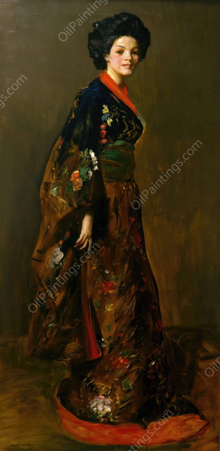 The Blue Kimono  by Robert Henri - Hand-Painted Oil Painting Reproduction