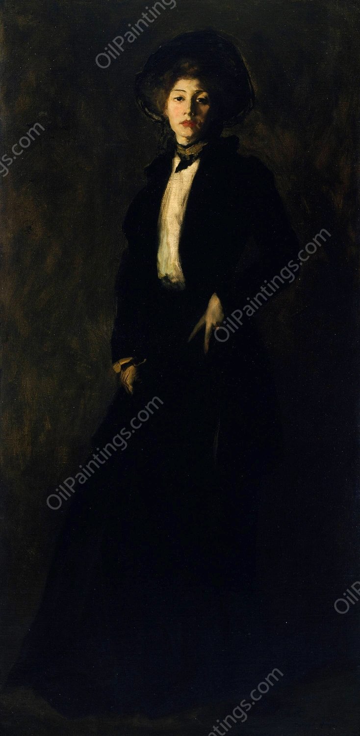 Young Woman in Black  by Robert Henri - Hand-Painted Oil Painting Reproduction