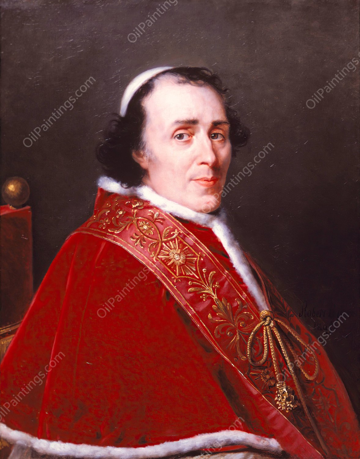 Portrait of Pope Pius VII, 1805 by Robert Jacques Francois Lefevre - Hand-Painted Oil Painting Reproduction