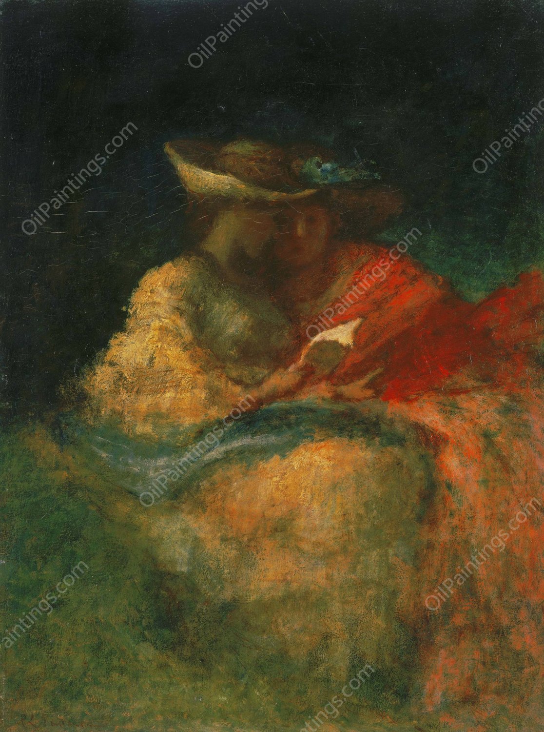 The Letter by Robert Loftin Newman - Hand-Painted Oil Painting Reproduction