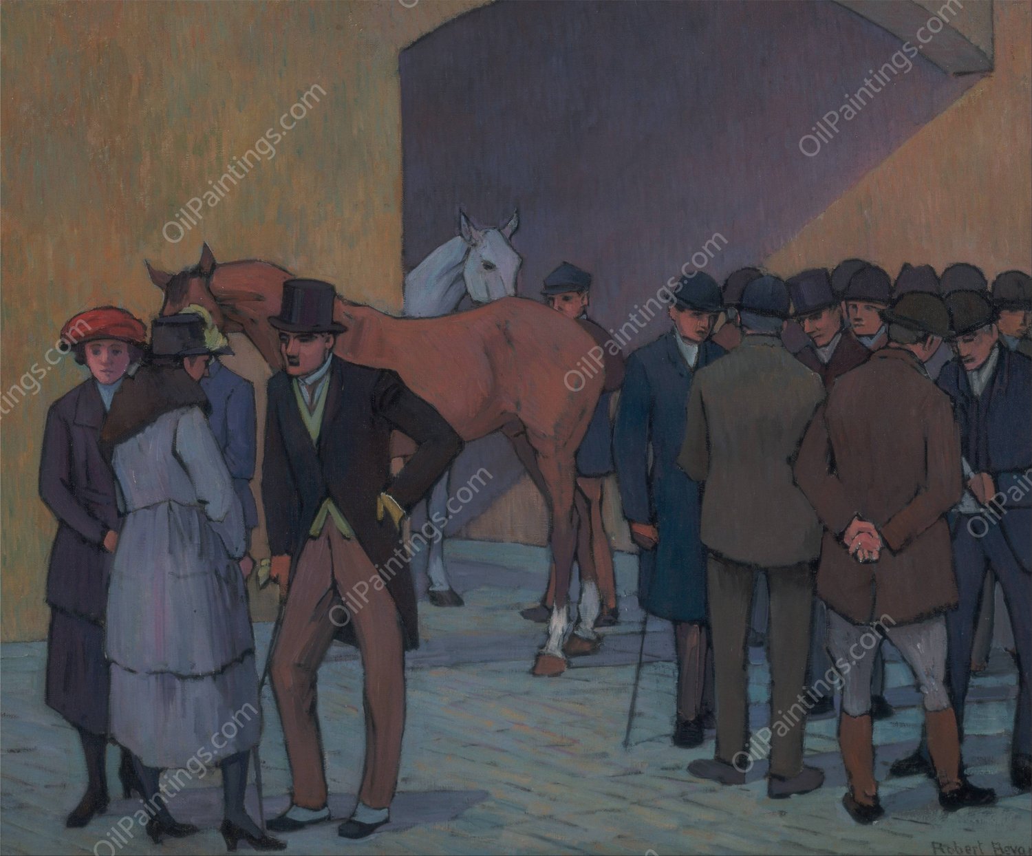 A Morning at Tattersall's  by Robert Polhill Bevan - Hand-Painted Oil Painting Reproduction