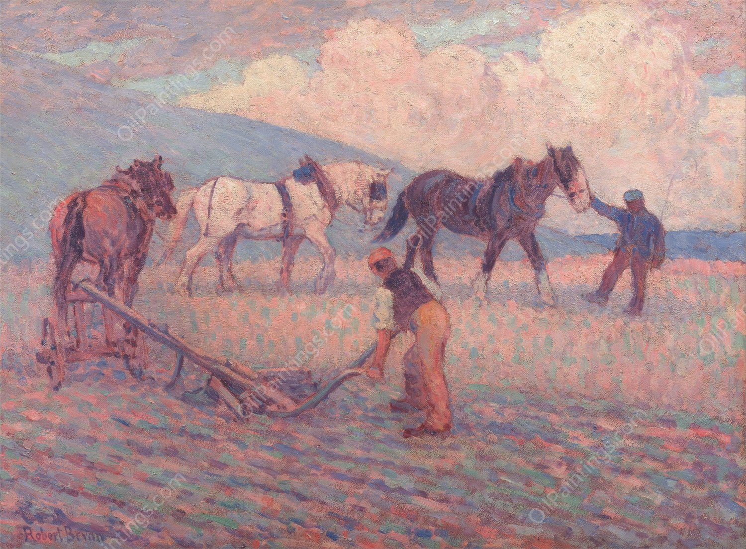 The Turn Rice-Plough, Sussex  by Robert Polhill Bevan - Hand-Painted Oil Painting Reproduction