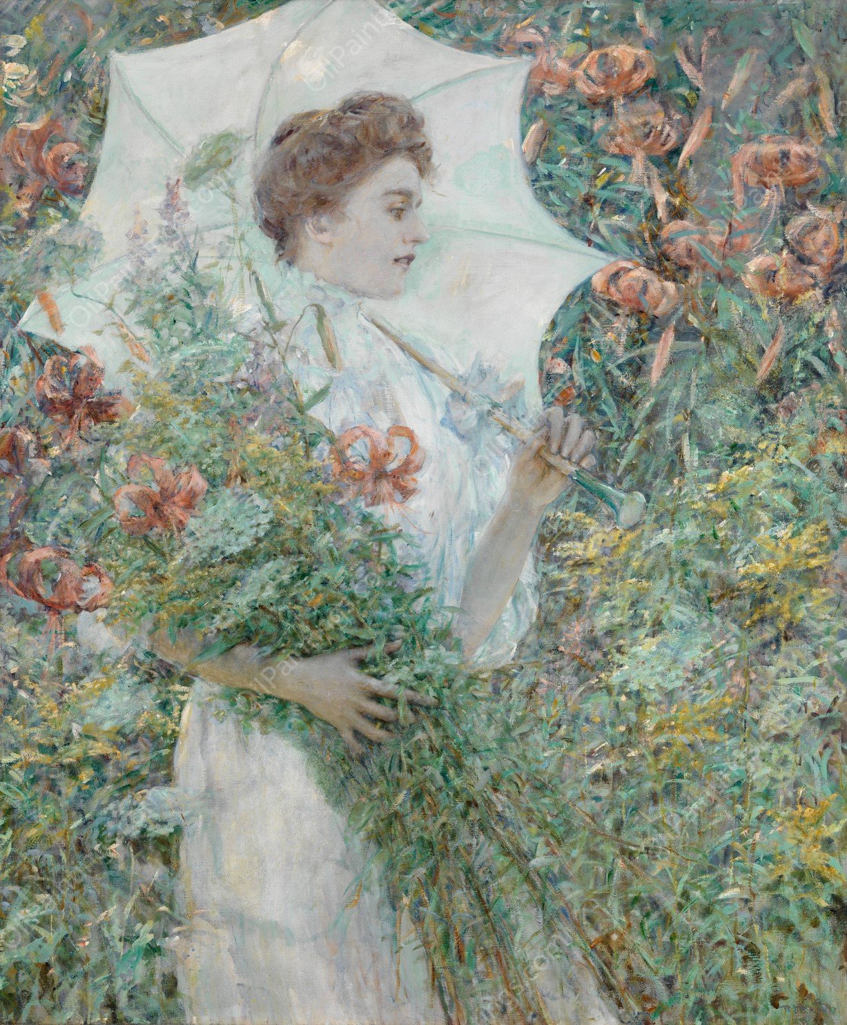 The White Parasol  by Robert Reid - Hand-Painted Oil Painting Reproduction