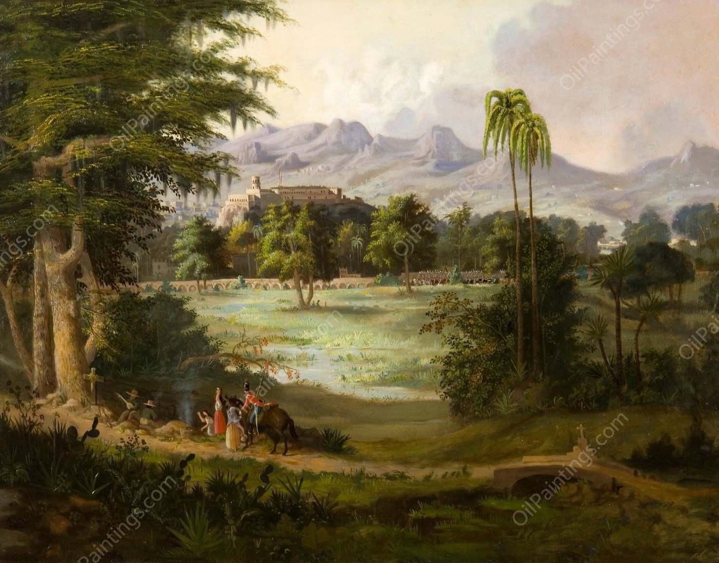 Chapultpec Castle by Robert S. Duncanson - Hand-Painted Oil Painting Reproduction