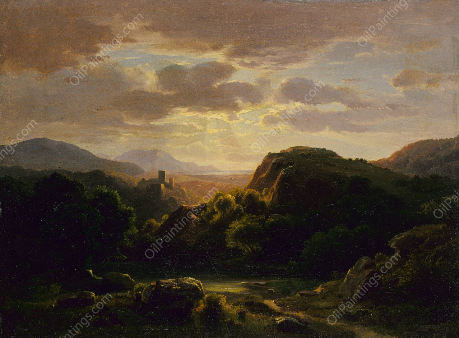 Remembrances of a Scene near Auerbach  by Robert S. Duncanson - Hand-Painted Oil Painting Reproduction