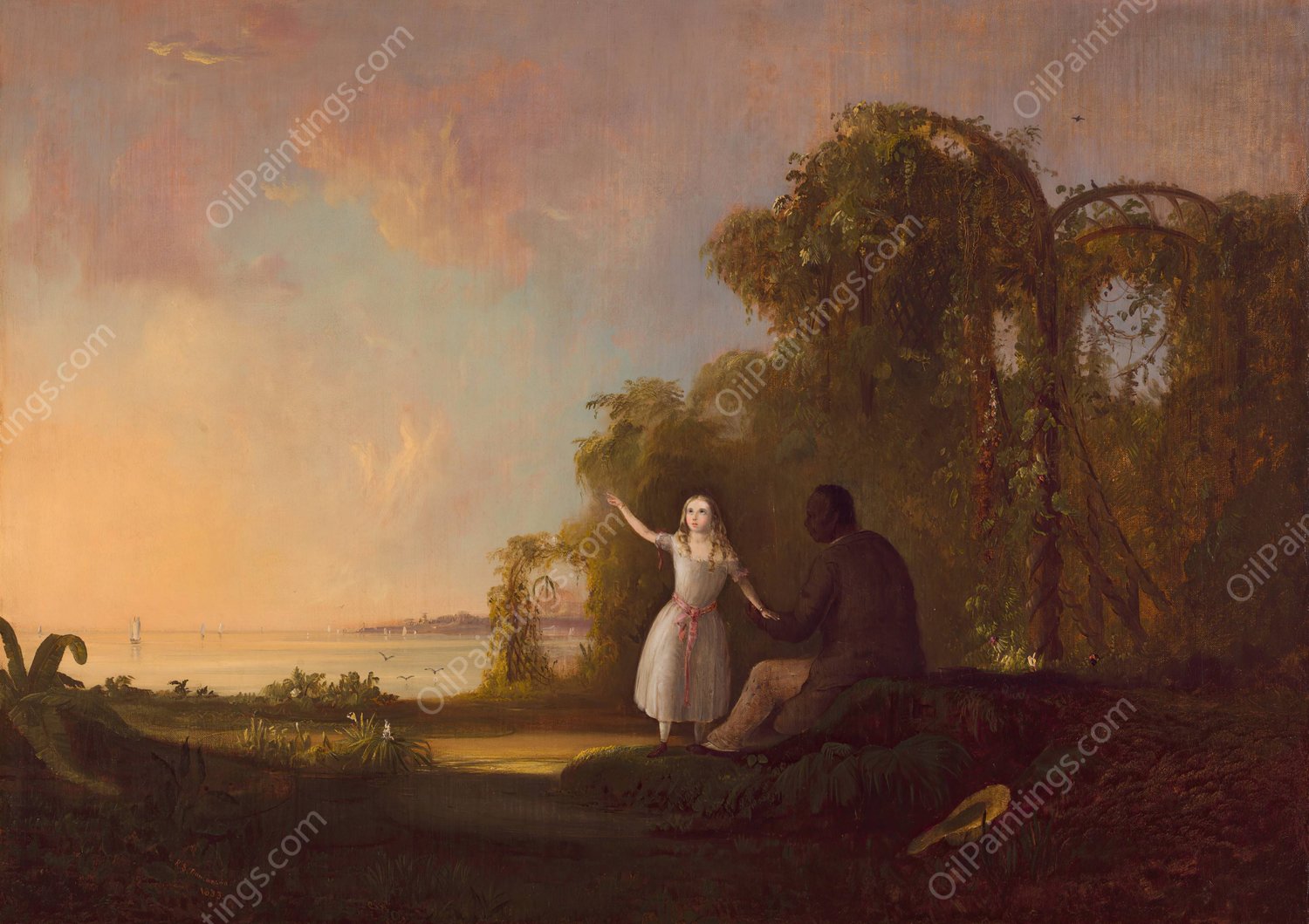 Uncle Tom and Little Eva  by Robert S. Duncanson - Hand-Painted Oil Painting Reproduction