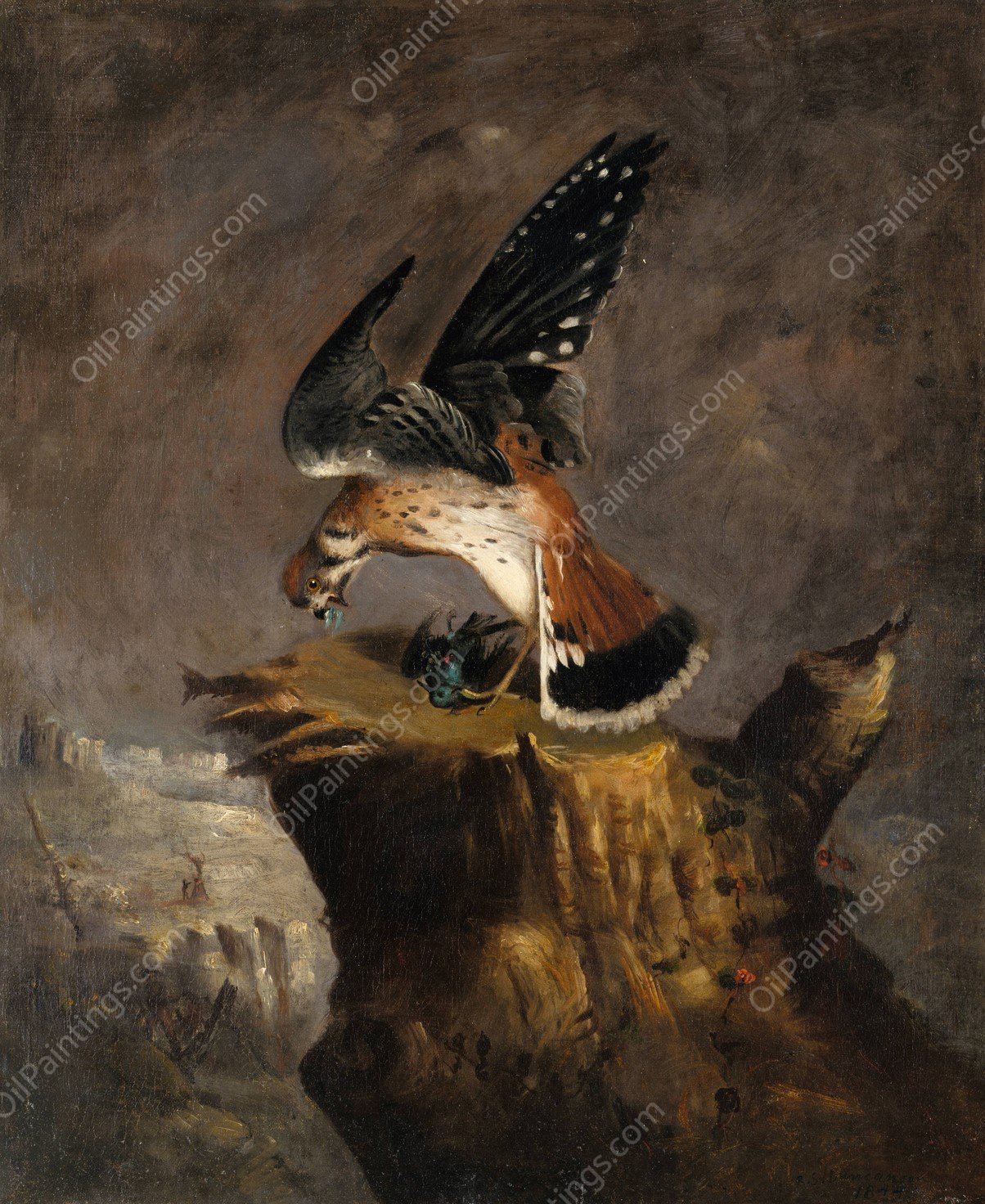 Vulture and Its Prey  by Robert S. Duncanson - Hand-Painted Oil Painting Reproduction