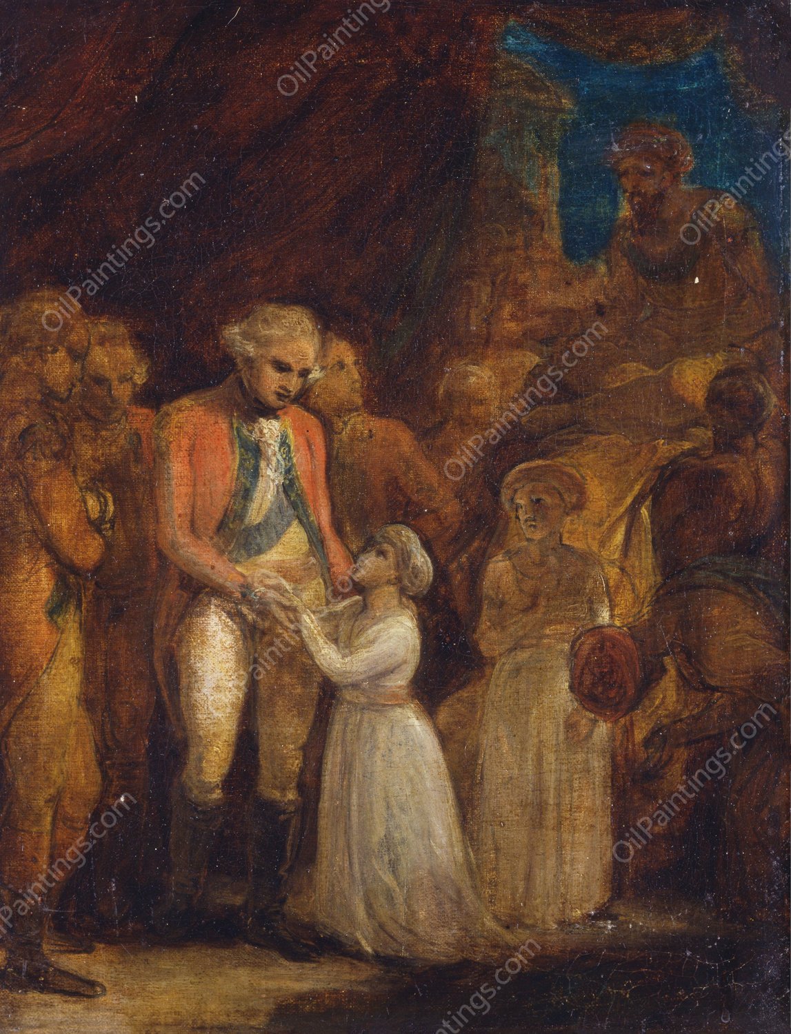 The Two Sons of Tipu Sahib, Sultan of Mysore, Being Handed over as Hostages to General Cornwallis  by Robert Smirke - Hand-Painted Oil Painting Reproduction