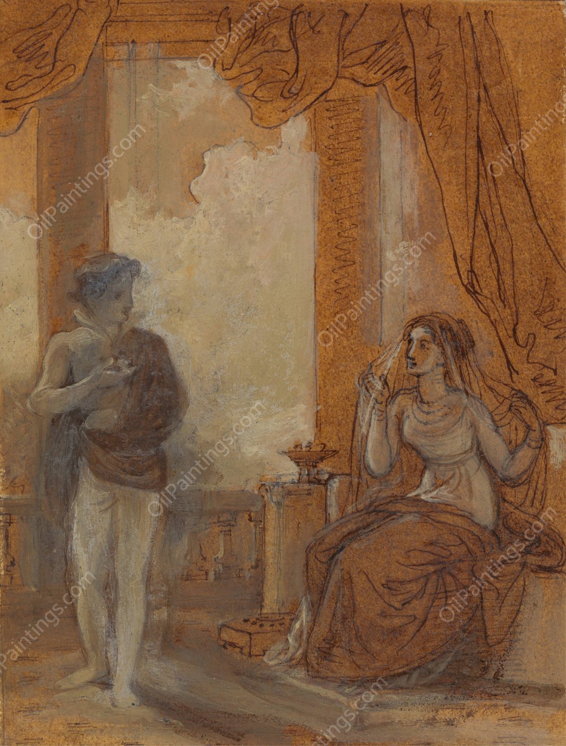 Viola and Olivia  by Robert Smirke - Hand-Painted Oil Painting Reproduction