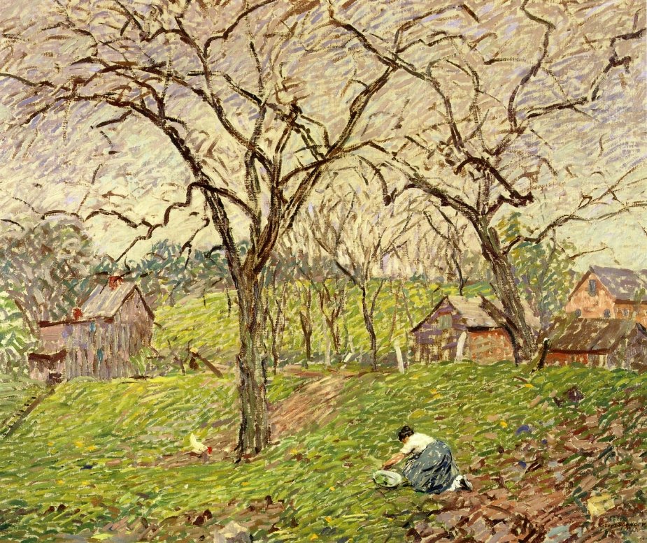 Gathering Greens by Robert Spencer - Hand-Painted Oil Painting Reproduction