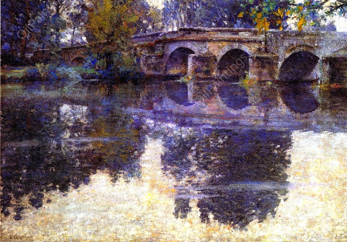 The Bridge at Grez by Robert Vonnoh - Hand-Painted Oil Painting Reproduction