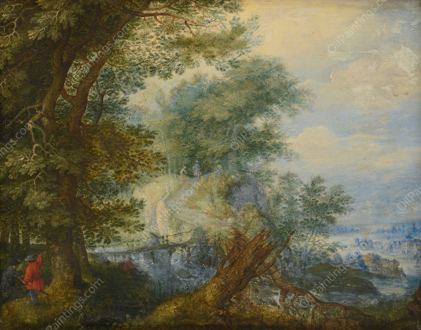 Landscape with hunters by Roelant Savery - Hand-Painted Oil Painting Reproduction