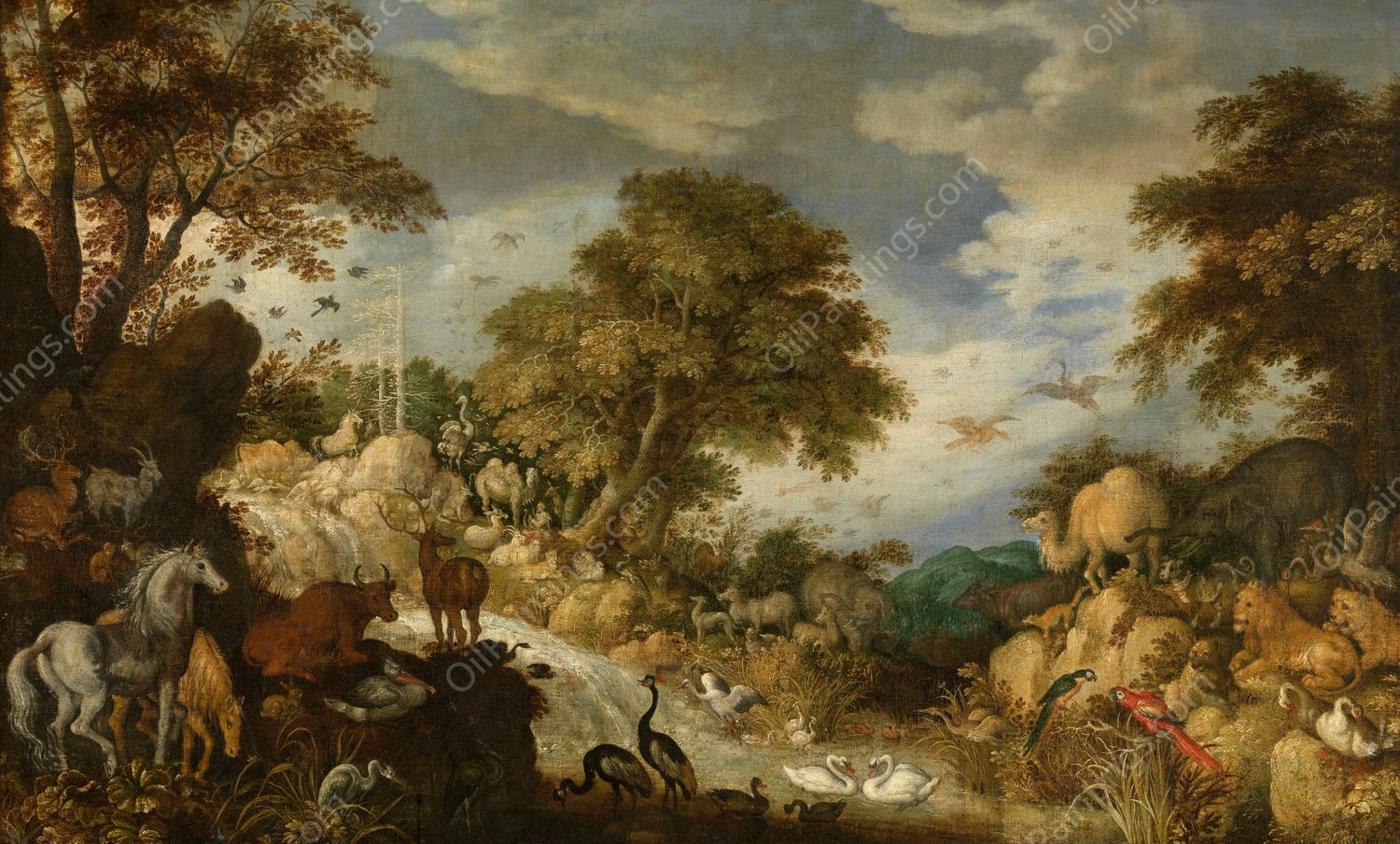 Orpheus and the Animals  by Roelant Savery - Hand-Painted Oil Painting Reproduction