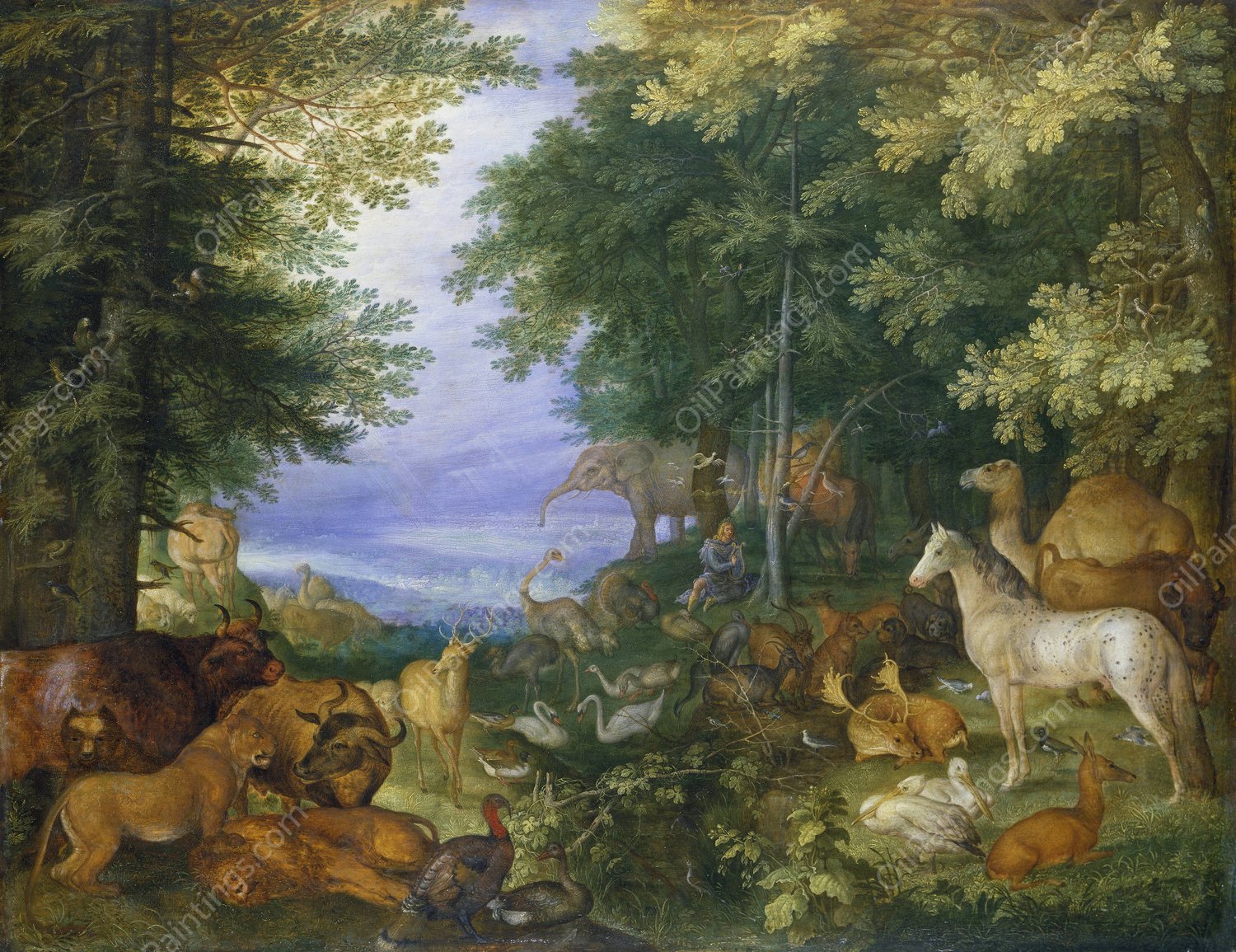 Orpheus Charming the Animals with His Music  by Roelant Savery - Hand-Painted Oil Painting Reproduction