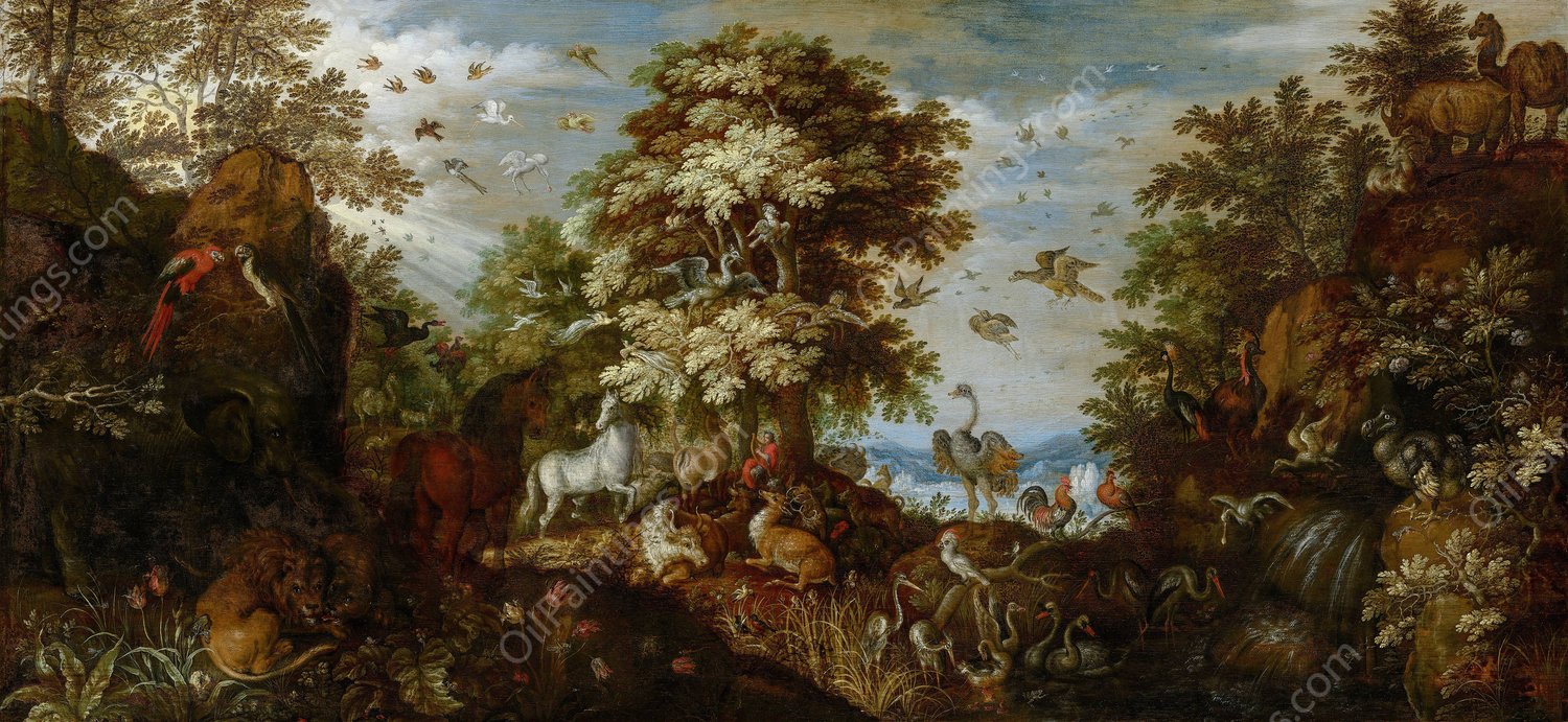Orpheus Charming the Animals with his Music  by Roelant Savery - Hand-Painted Oil Painting Reproduction