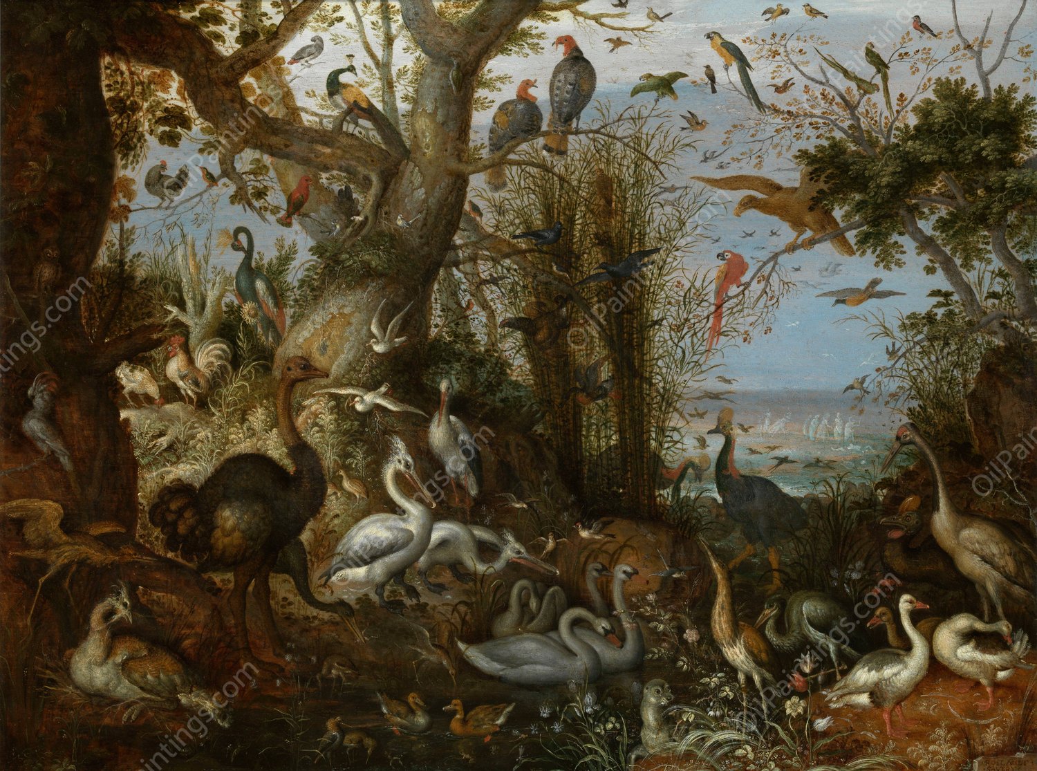 Poultry  by Roelant Savery - Hand-Painted Oil Painting Reproduction