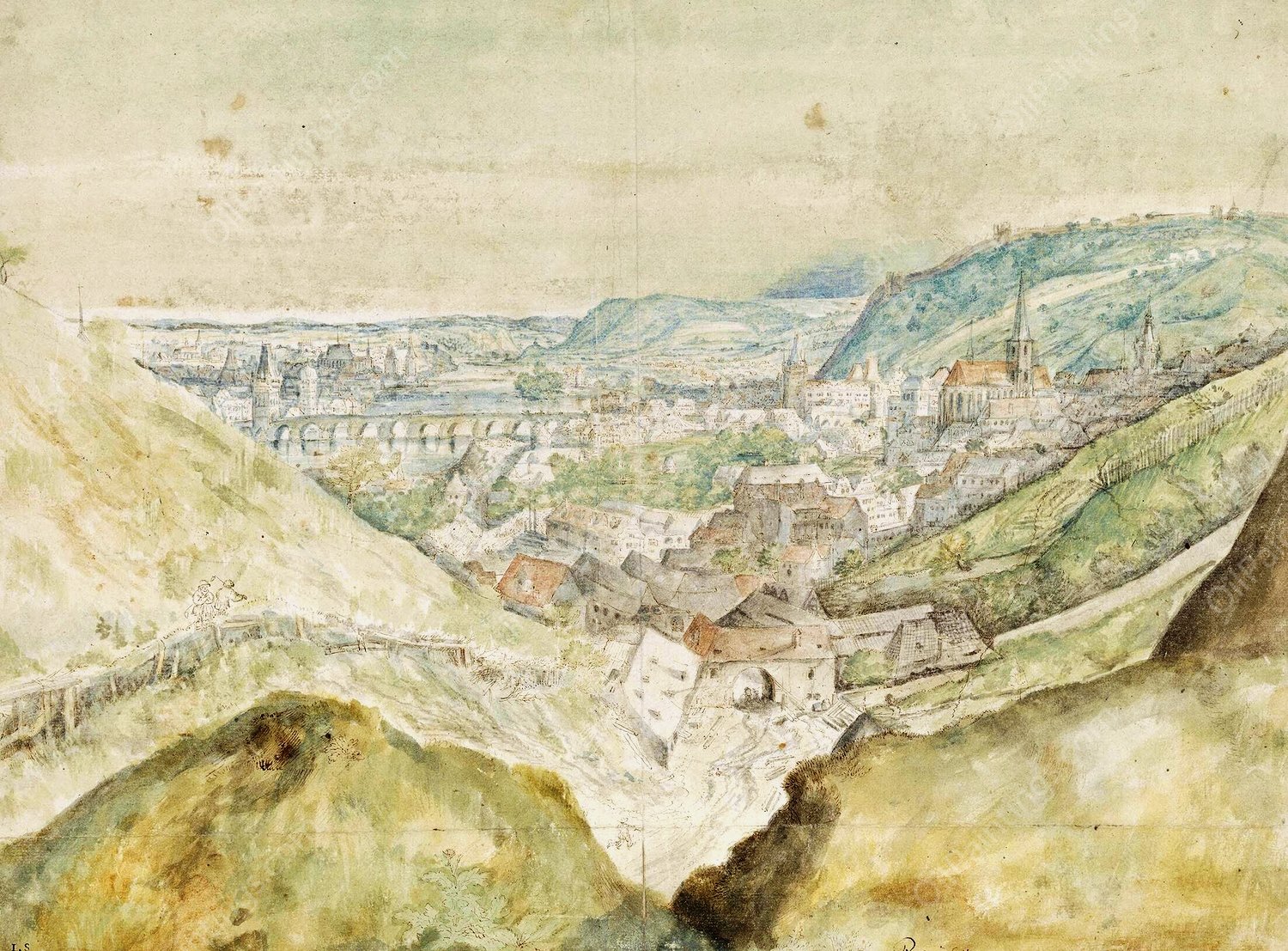 Prospekt af Byen Prag  by Roelant Savery - Hand-Painted Oil Painting Reproduction