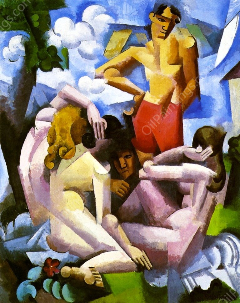 Bathers    by Roger De La Fresnaye - Hand-Painted Oil Painting Reproduction