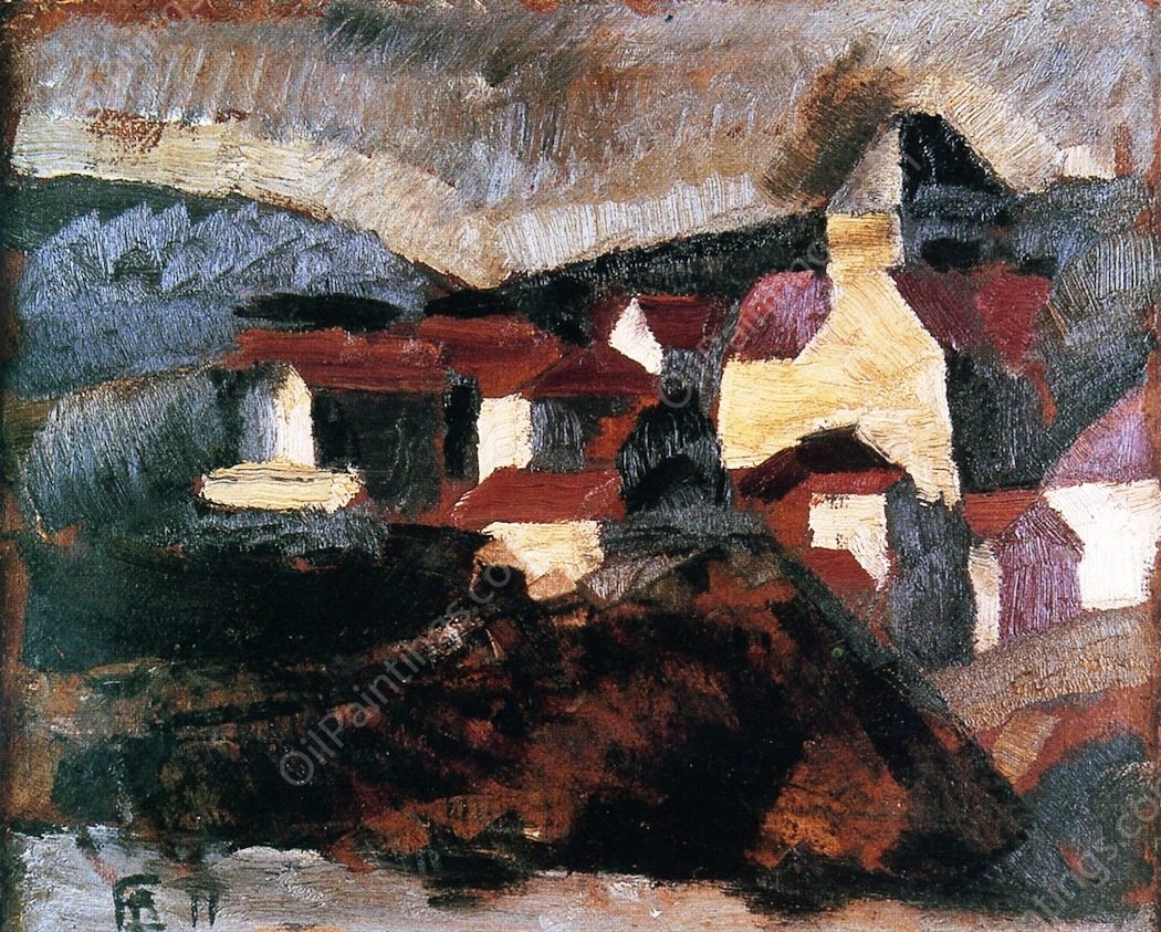 Houses at La Ferte-sous-Juarre by Roger De La Fresnaye - Hand-Painted Oil Painting Reproduction
