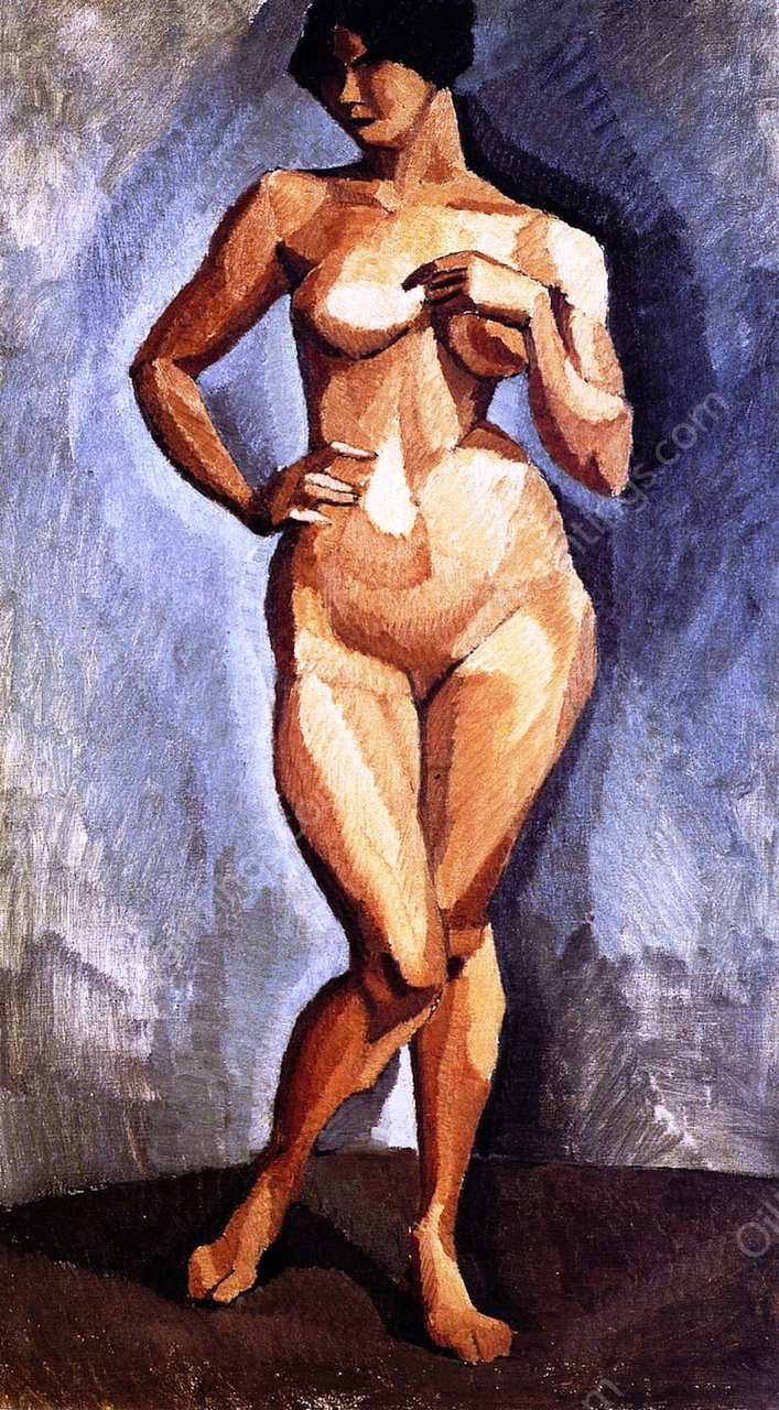 Standing Nude Facing Forward by Roger De La Fresnaye - Hand-Painted Oil Painting Reproduction