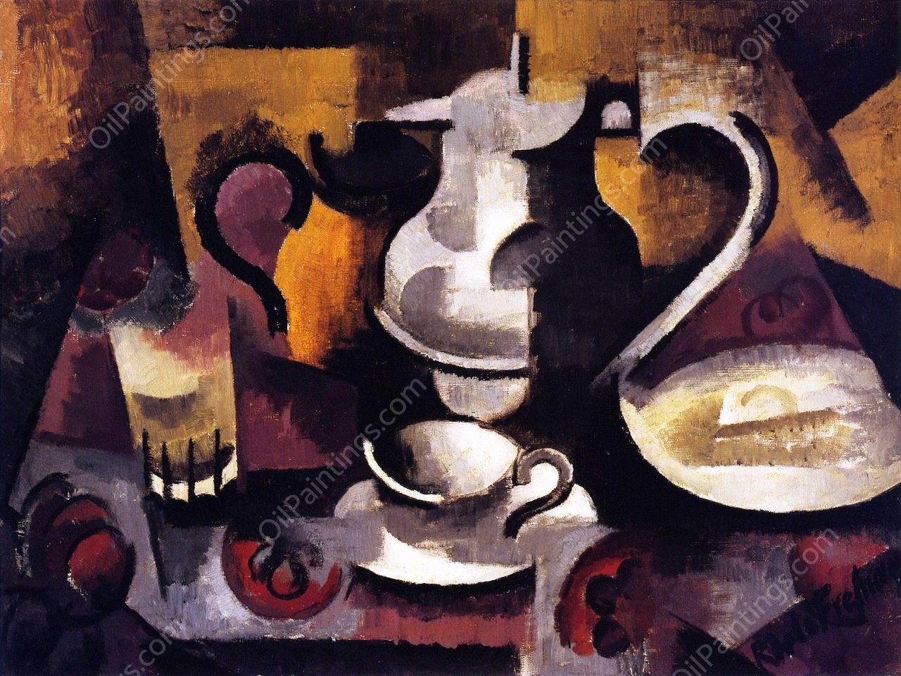 Still Life with Three Handles by Roger De La Fresnaye - Hand-Painted Oil Painting Reproduction