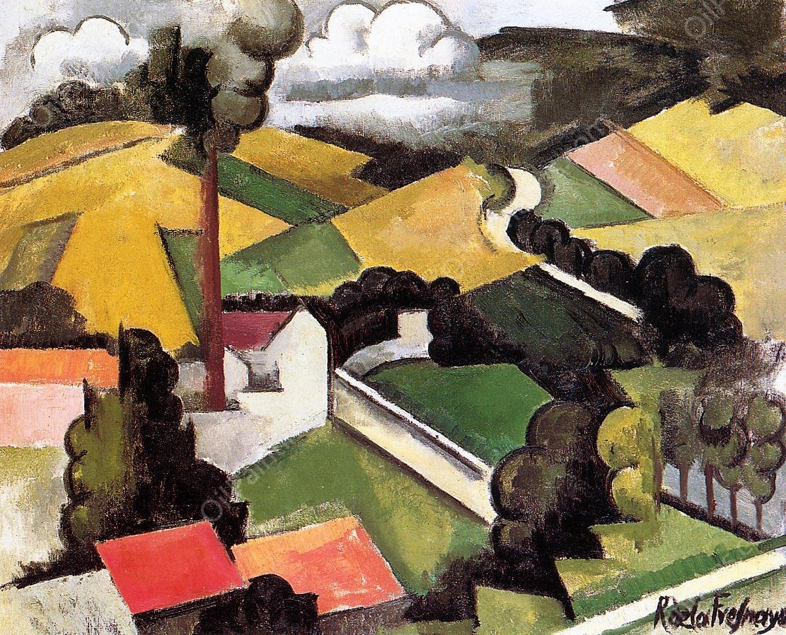 The Factory Chimney, Meulan Landscape by Roger De La Fresnaye - Hand-Painted Oil Painting Reproduction