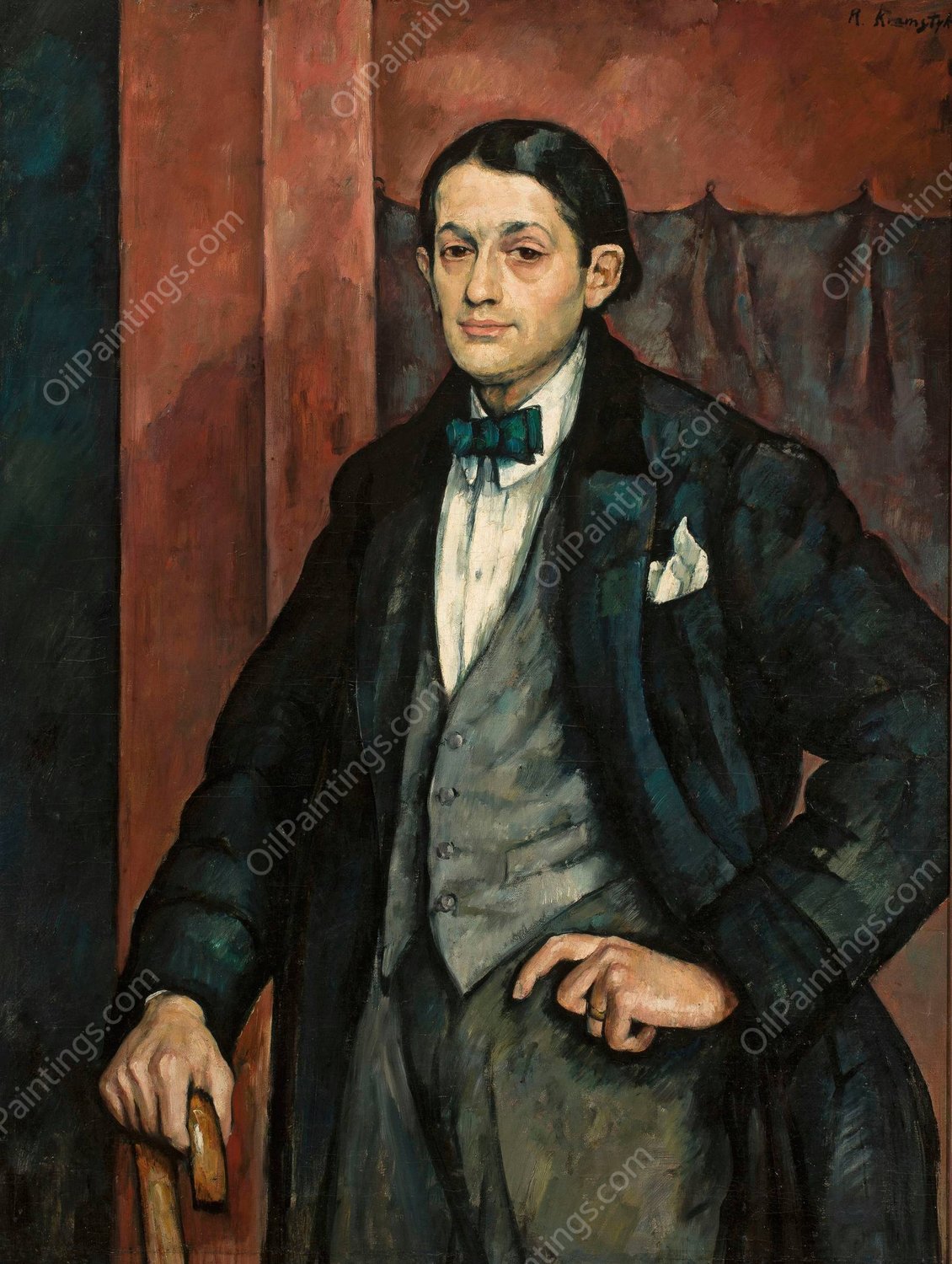 Portrait of sculptor Henryk Kuna  by Roman Kramsztyk - Hand-Painted Oil Painting Reproduction