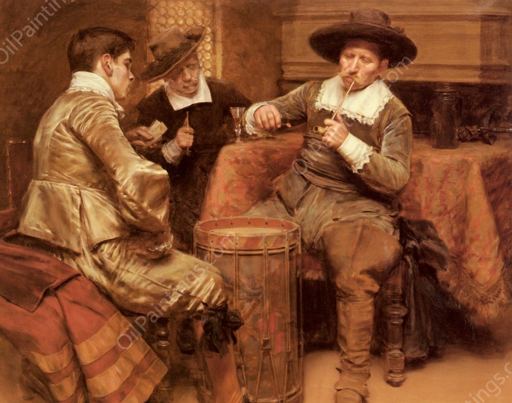 Partida De Cartas by Roman Ribera - Hand-Painted Oil Painting Reproduction