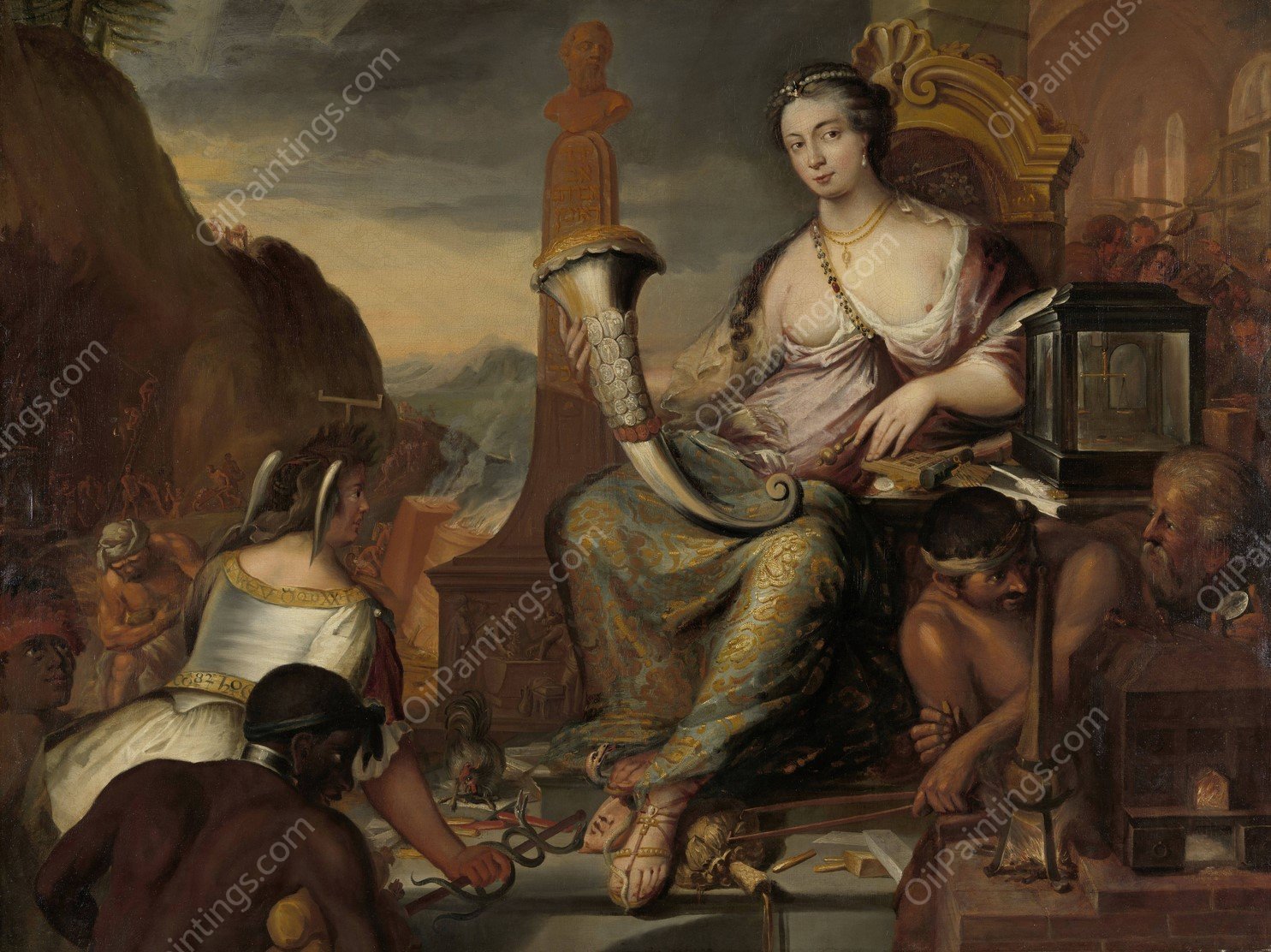 Allegory of Coinage  by Romeyn De Hooghe - Hand-Painted Oil Painting Reproduction