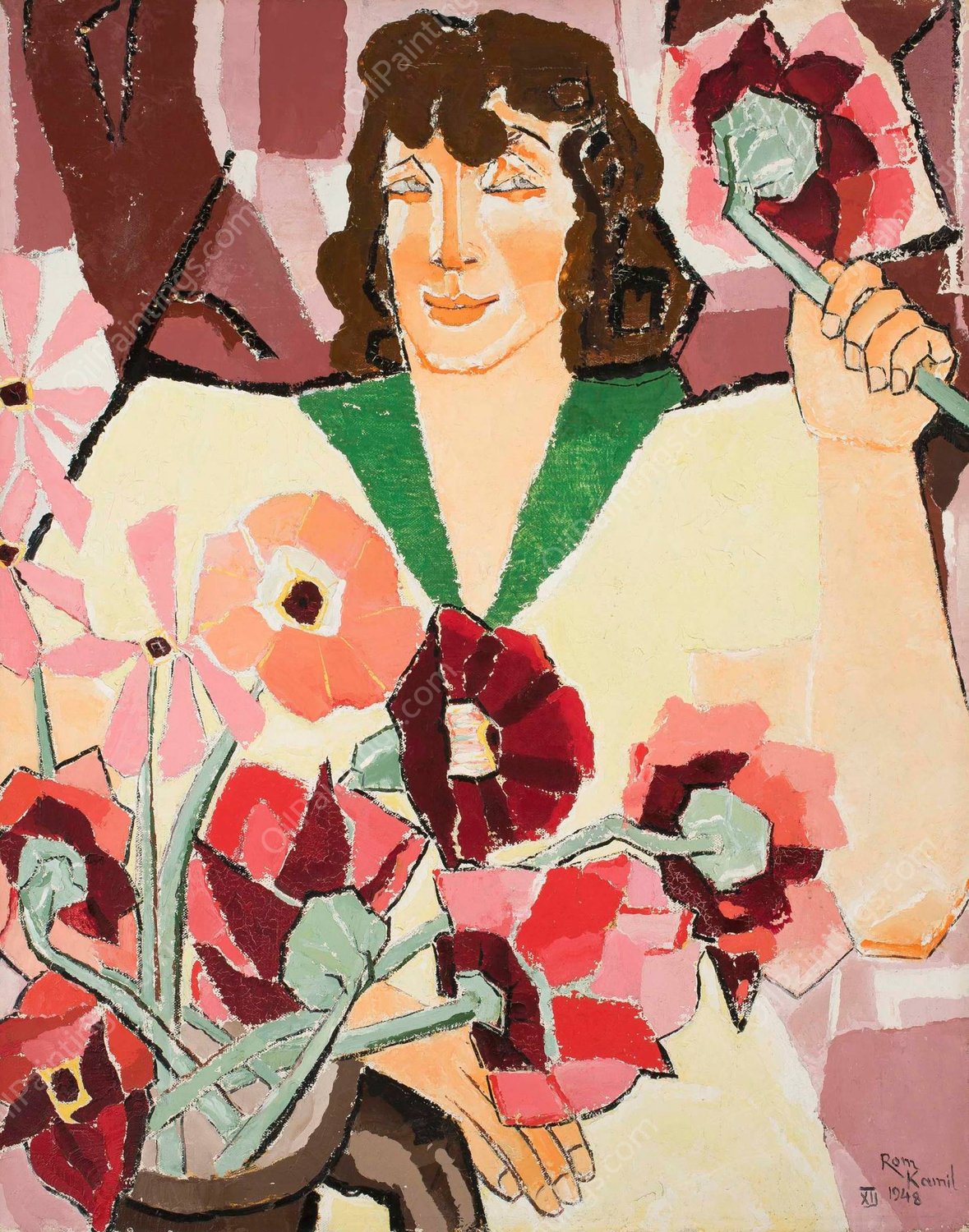 Florist  by Romuald Kamil Witkowski - Hand-Painted Oil Painting Reproduction