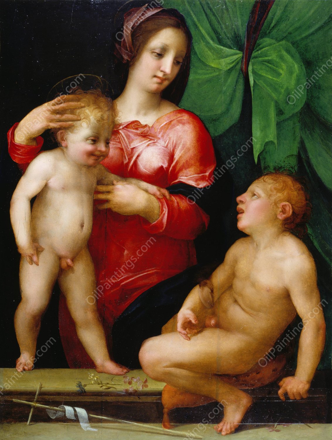 Madonna and Child with the Infant St. John  by Rosso Fiorentino - Hand-Painted Oil Painting Reproduction