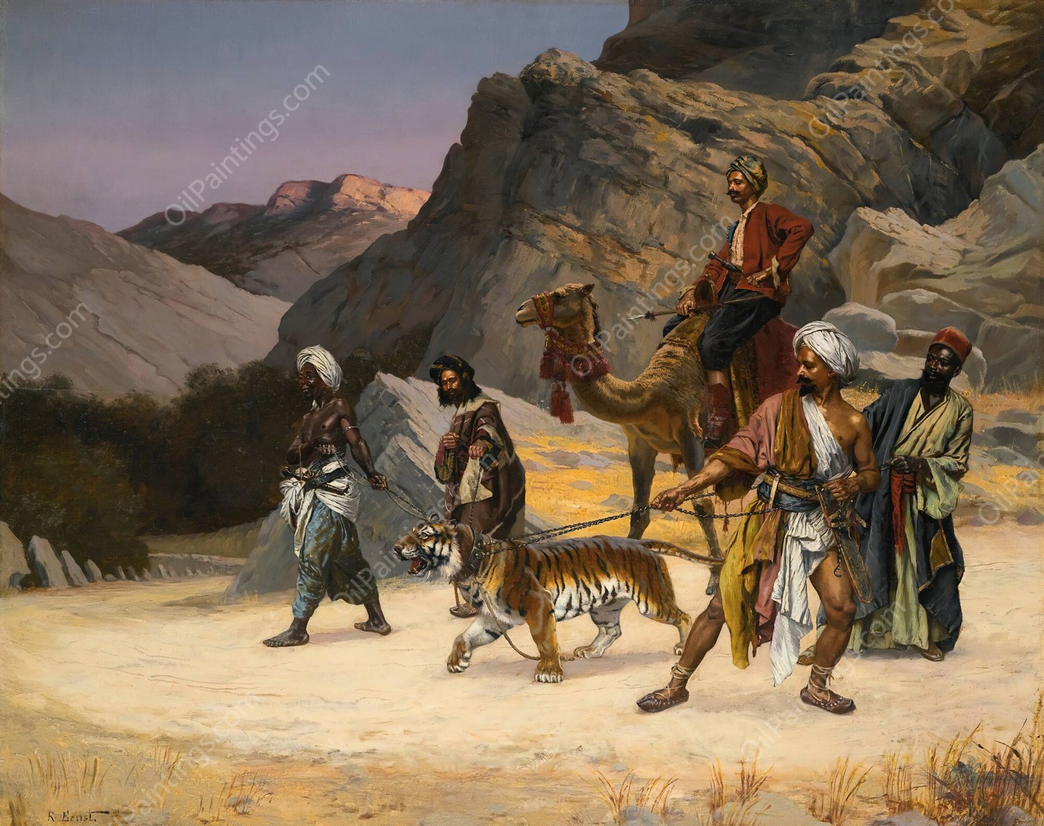 A Captive Tiger by Rudolf Ernst - Hand-Painted Oil Painting Reproduction