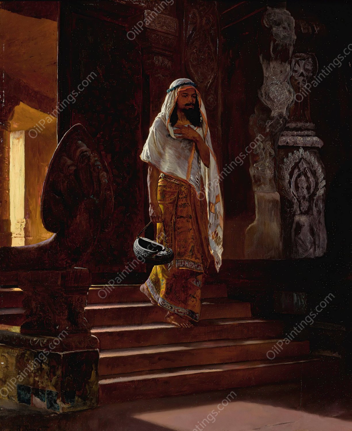 Entering The Temple by Rudolf Ernst - Hand-Painted Oil Painting Reproduction