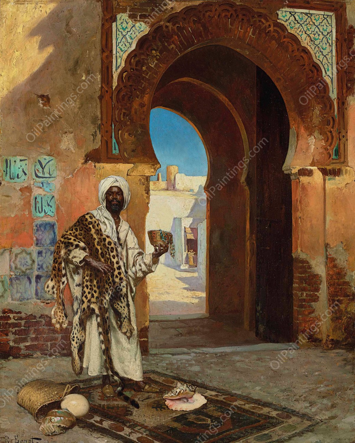 Le Marchand de coquillages by Rudolf Ernst - Hand-Painted Oil Painting Reproduction