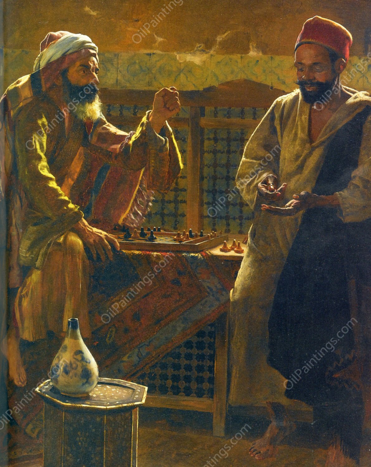 Les Joueurs - Detail by Rudolph Ernst - Hand-Painted Oil Painting Reproduction