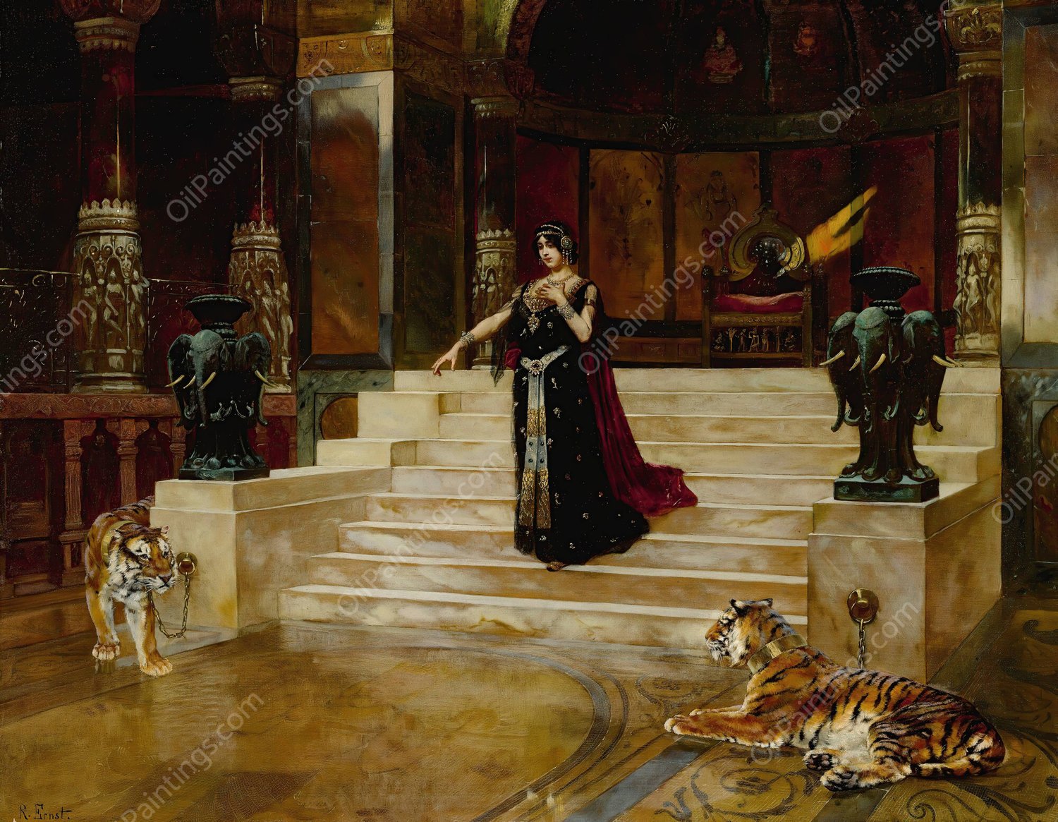Salome and the tigers by Rudolf Ernst - Hand-Painted Oil Painting Reproduction