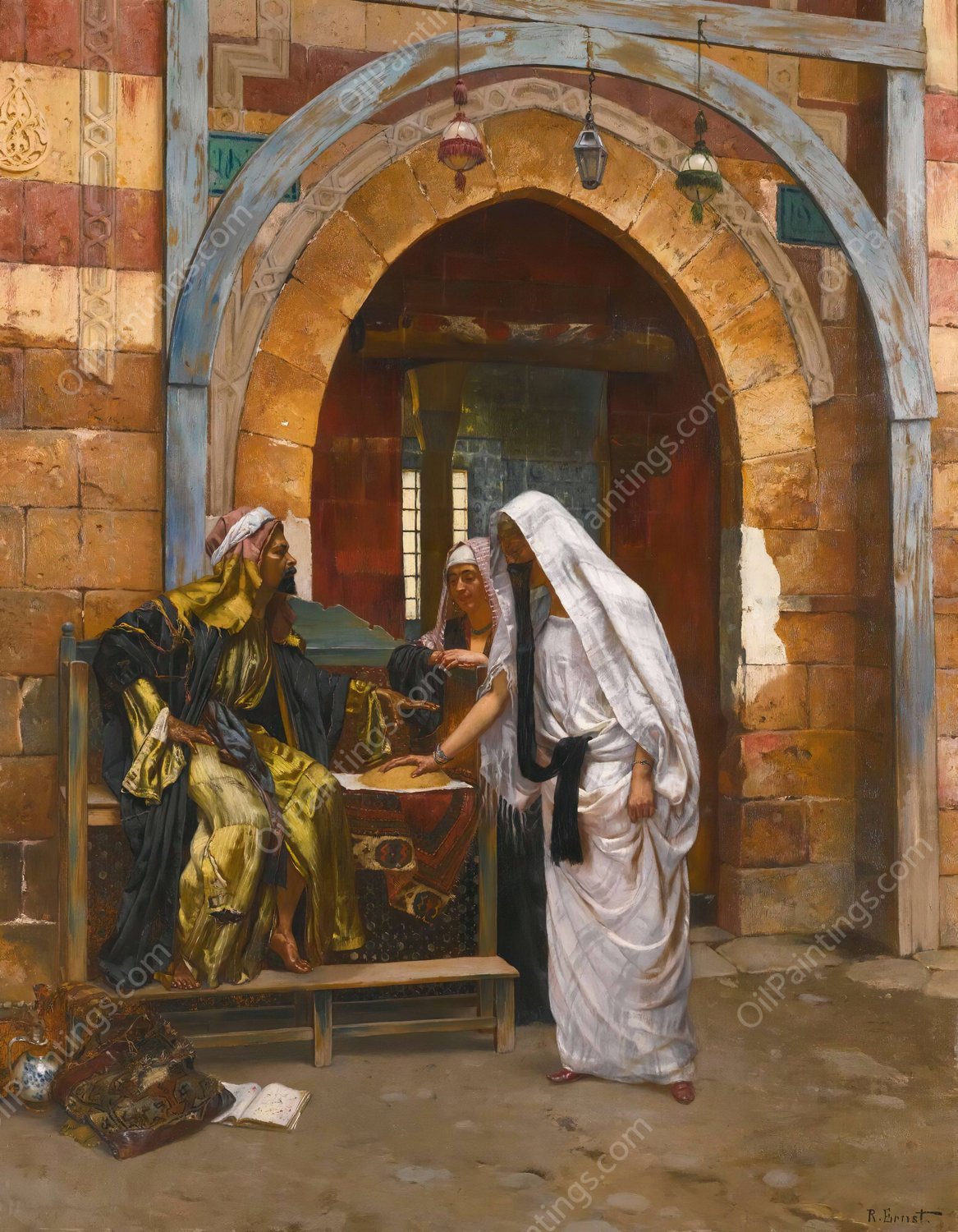 The Fortune Teller by Rudolf Ernst - Hand-Painted Oil Painting Reproduction