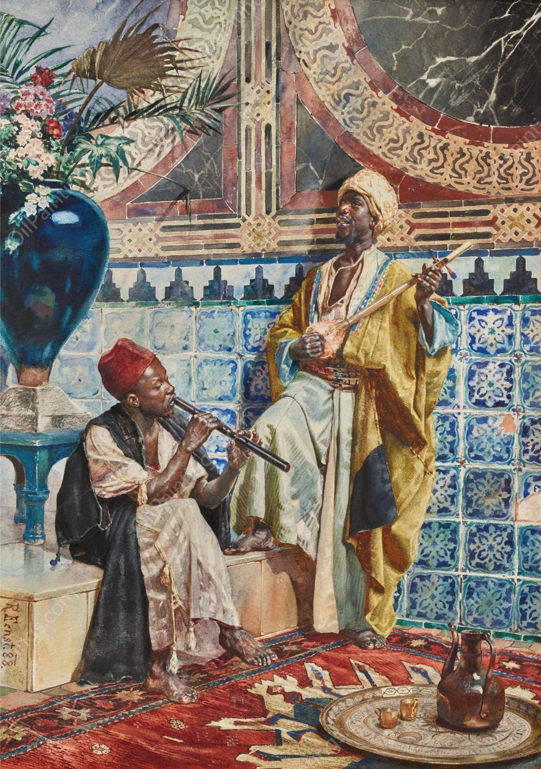 The Musicians  by Rudolf Ernst - Hand-Painted Oil Painting Reproduction