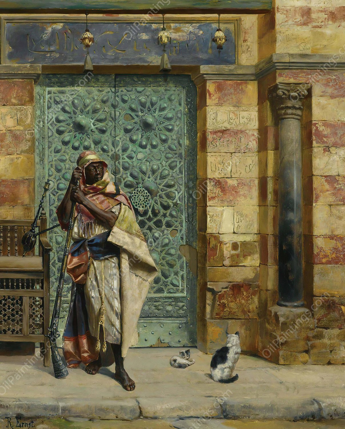 The Nubian Guard by Rudolf Ernst - Hand-Painted Oil Painting Reproduction