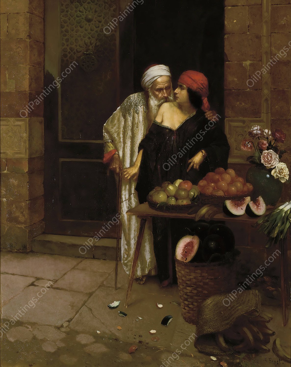 The Orange Seller by Rudolf Ernst - Hand-Painted Oil Painting Reproduction