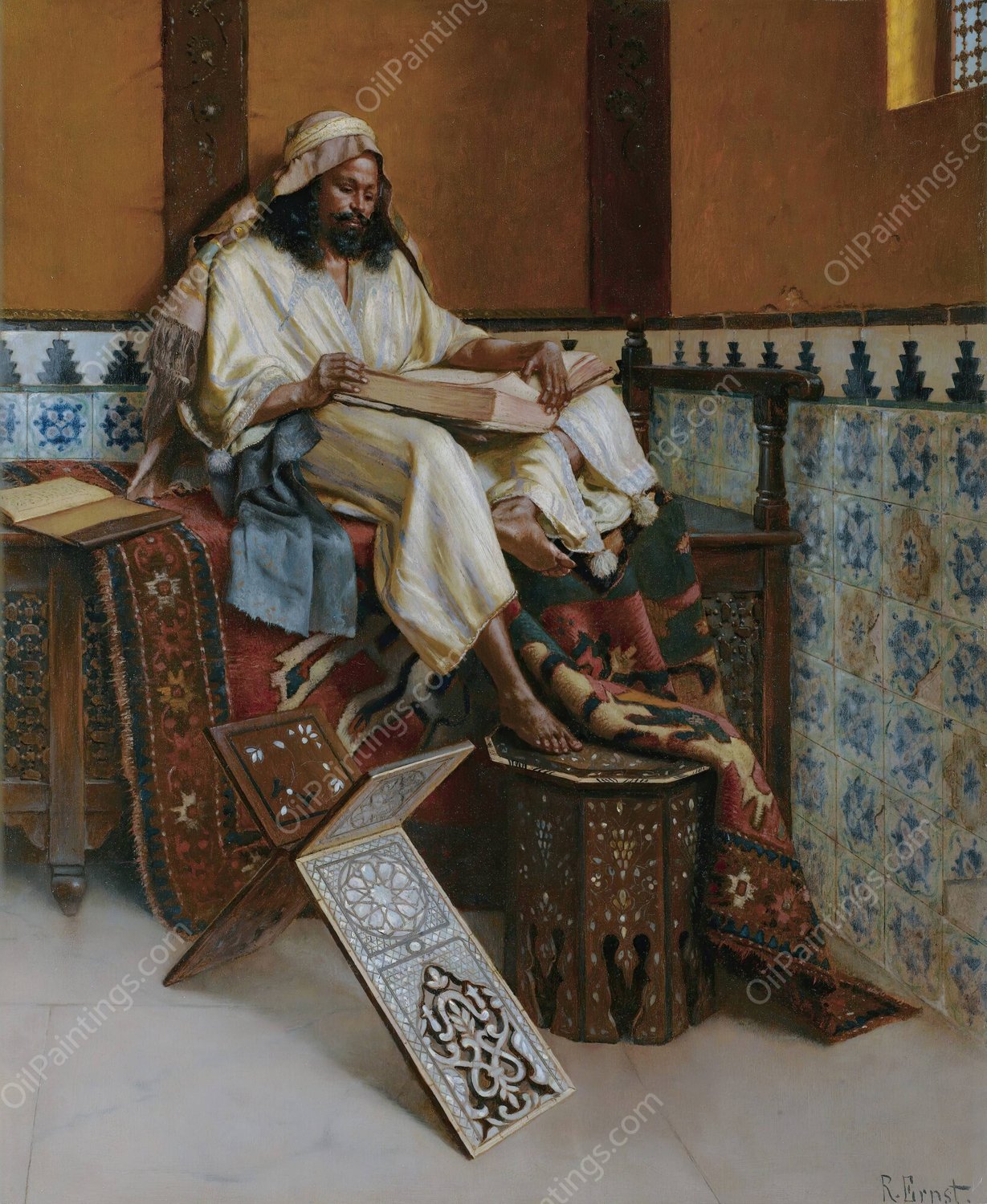 The Scholar by Rudolf Ernst - Hand-Painted Oil Painting Reproduction