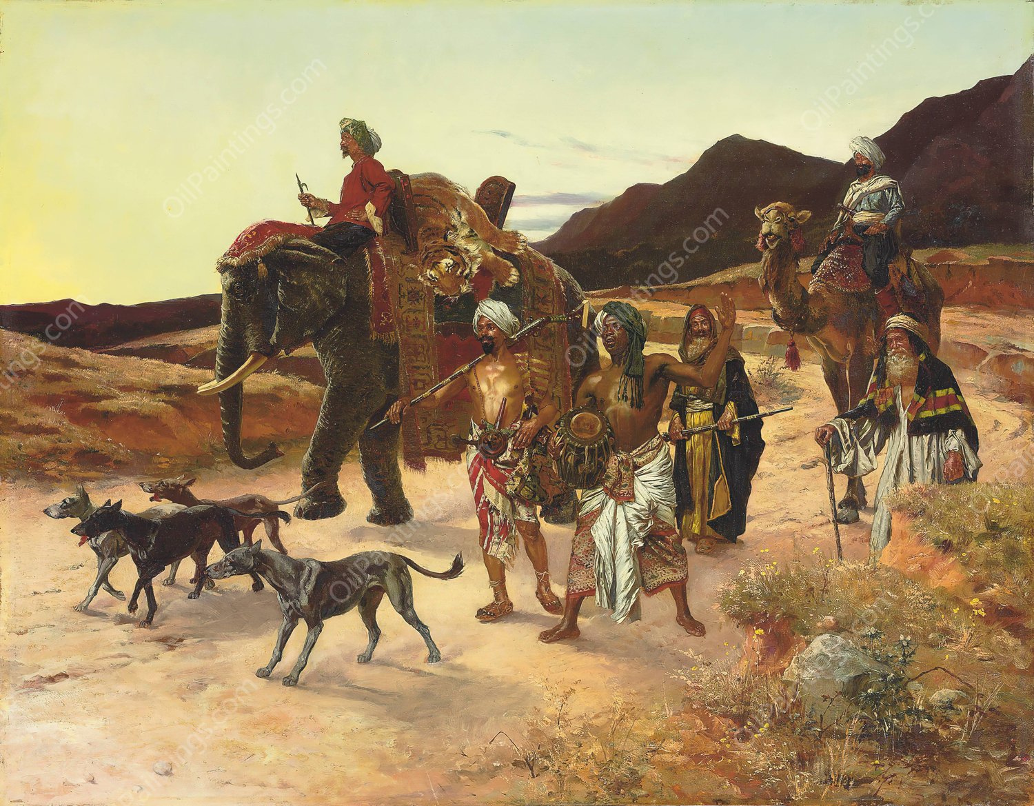 The Tiger Hunt by Rudolf Ernst - Hand-Painted Oil Painting Reproduction