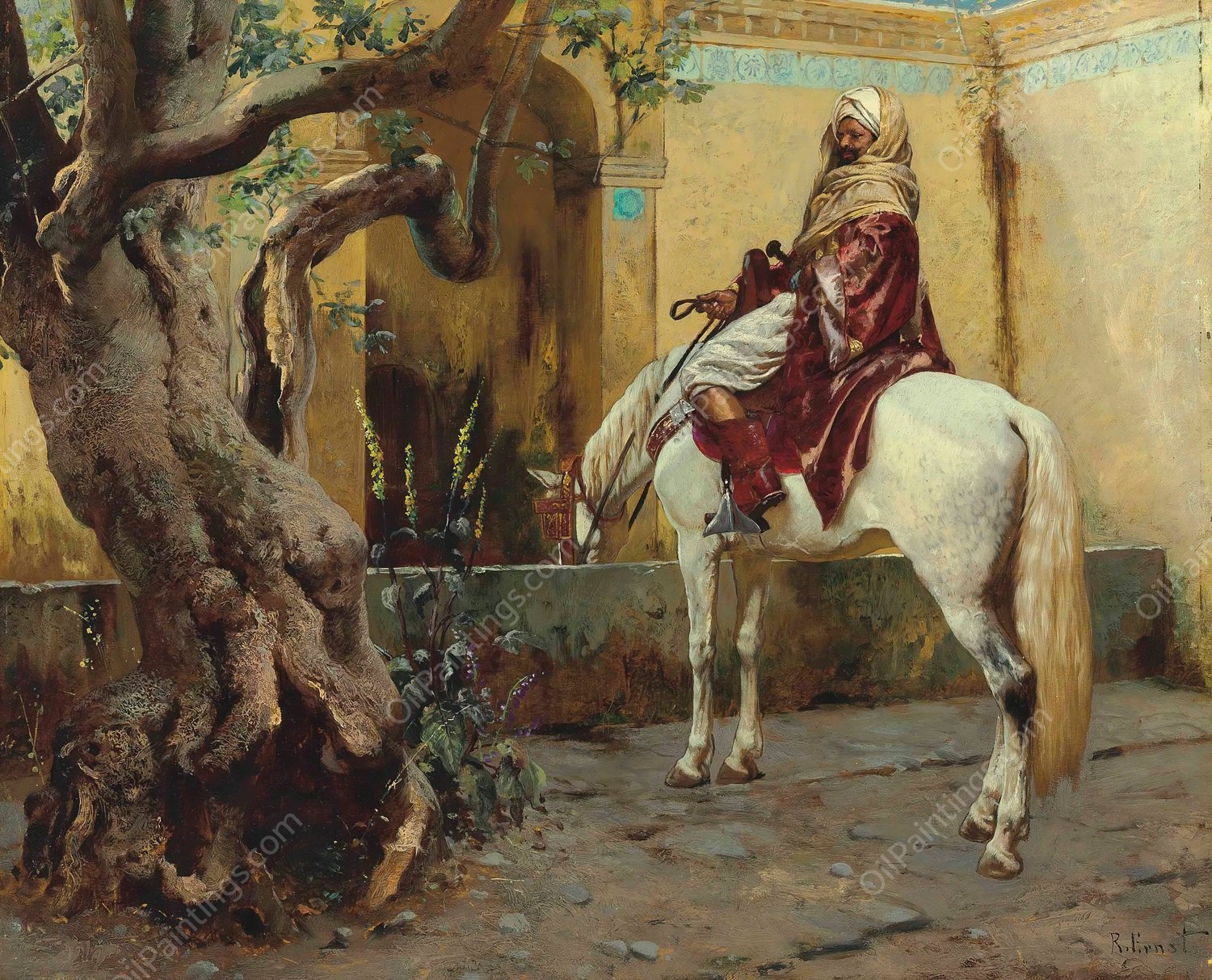 The Watering Hole by Rudolf Ernst - Hand-Painted Oil Painting Reproduction