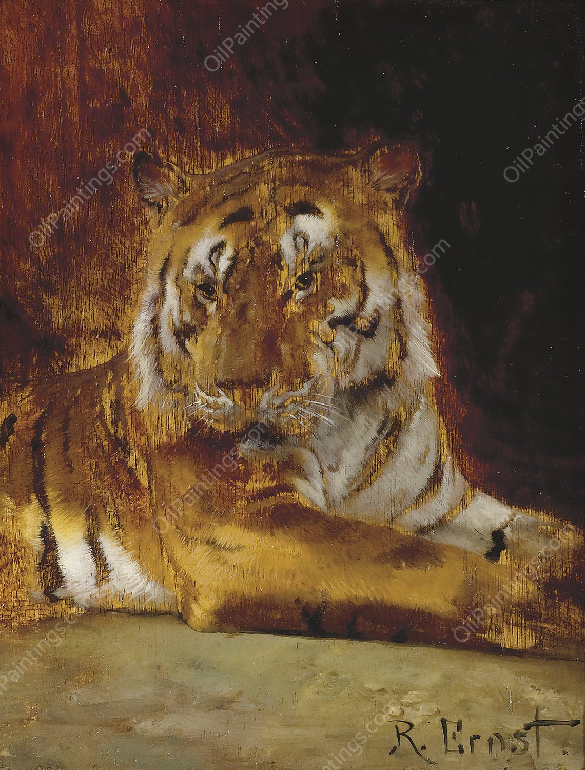 Tiger by Rudolf Ernst - Hand-Painted Oil Painting Reproduction
