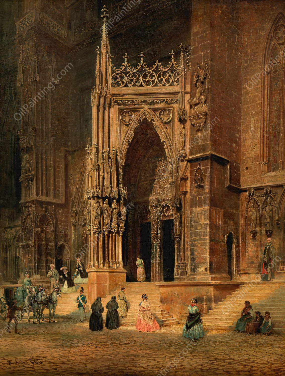 Der Regensburger Dom  by Rudolf Von Alt - Hand-Painted Oil Painting Reproduction