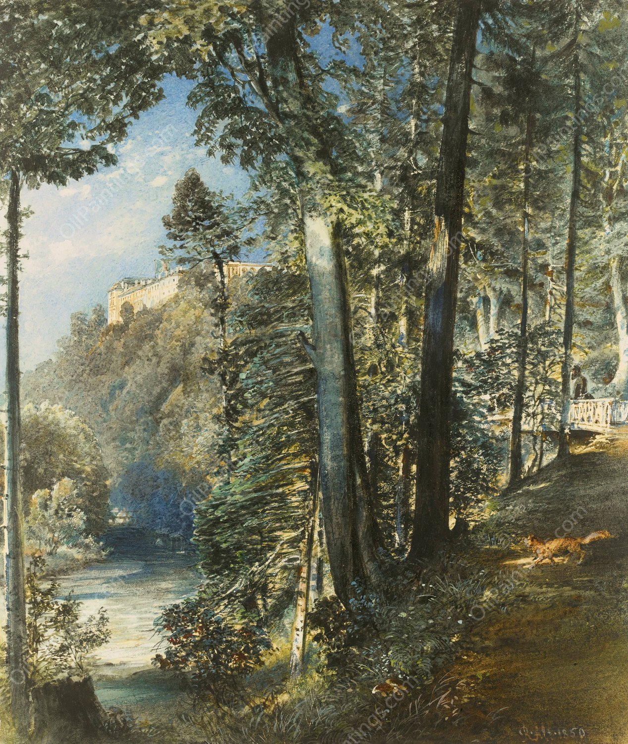 Schloss Gratz Bei Troppau  by Rudolf Von Alt - Hand-Painted Oil Painting Reproduction