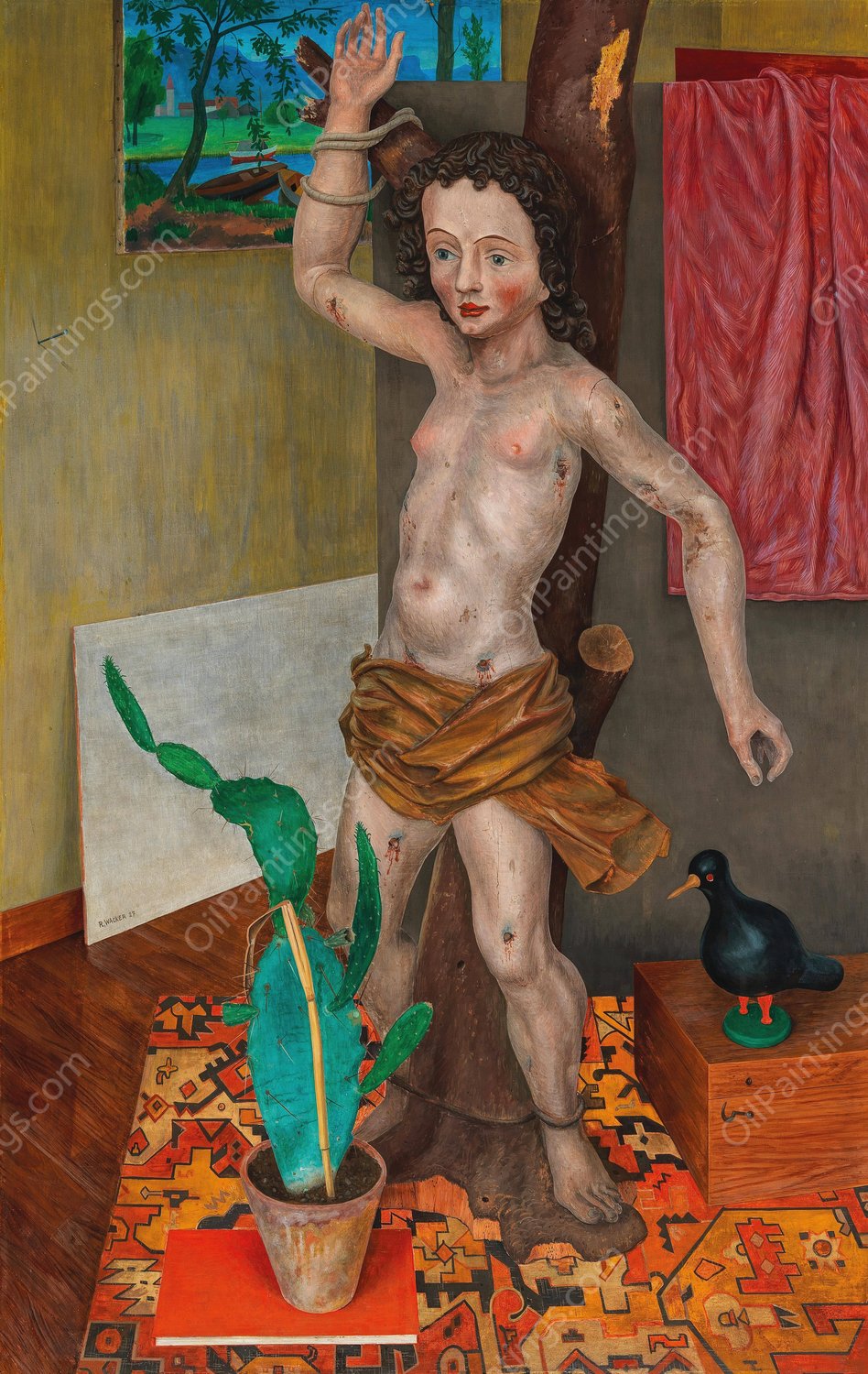 Stilleben mit St. Sebastian  by Rudolf Wacker - Hand-Painted Oil Painting Reproduction