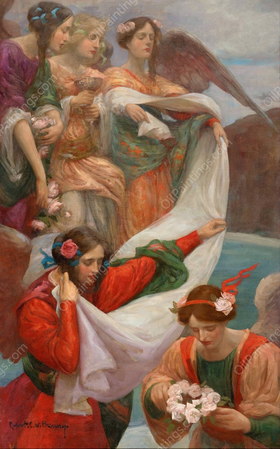 Angels Descending  by Rupert Bunny - Hand-Painted Oil Painting Reproduction